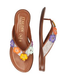 INTER-CHAUSSURES 【ITALIAN SHOEMAKERS】ビジューストラップフラワートングサンダル