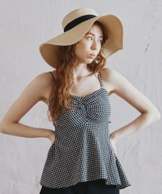 San-ai Resort（三愛水着楽園） WEB限定　ペプラム無地/チェック3点セット水着【Beach Queen（ビーチクイーン）】