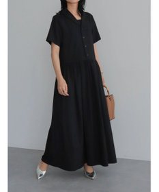 Green Parks ローウエスト切替開襟シャツワンピース