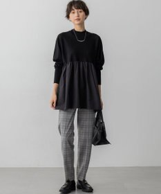 23区 【Oggi掲載/洗える】ウォームストレッチ チェック テーパード パンツ