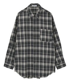 AMERICAN HOLIC フリンジヘム起毛チェックシャツ