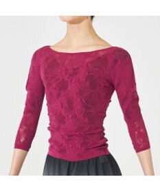 Chacott 【ノーソーイングニット】シアーレースボートネックトップ