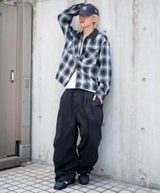 WEGO 【ユニセックス着用ITEM/MLサイズ展開】オンブレチェックシャツジャケット