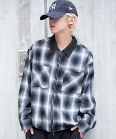 WEGO 【ユニセックス着用ITEM/MLサイズ展開】オンブレチェックシャツジャケット