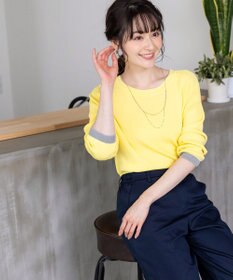 Tiaclasse L 【新色追加・洗える】配色スリットニット