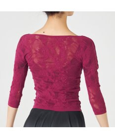 Chacott 【ノーソーイングニット】シアーレースボートネックトップ