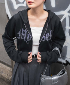 WEGO ラインストーンWジップショートパーカー