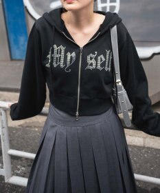 WEGO ラインストーンWジップショートパーカー