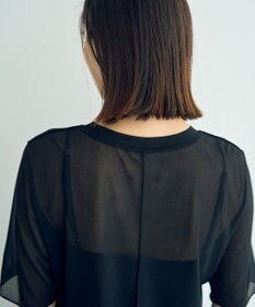 YECCA VECCA クルーネック5分袖シアートップス