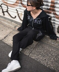 WEGO ラインストーンWジップショートパーカー