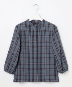 J.PRESS LADIES L プロビスストライプチェック フリルネック カットソー