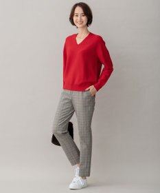 自由区 【裏起毛/撥水加工】TRギャバ グレンチェック テーパードパンツ