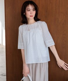 組曲 【先行予約】エンブロイダリーレース5分袖 ブラウス