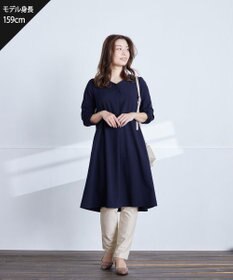 Tiaclasse L 【洗える】バックギャザーハートネックAラインワンピース