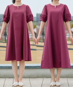 Tiaclasse 【選べる着丈・新色追加】ギャザーランタンスリーブワンピース