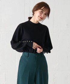 ANY 【洗濯機可/吸湿発熱】パフスリーブパールニット