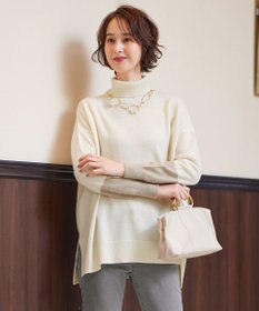 自由区 【洗える】セミウーステッドウール タートルネックニット