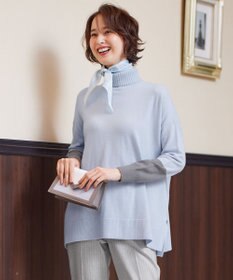 自由区 【洗える】セミウーステッドウール タートルネックニット