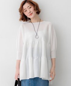 23区 【先行予約】シャイニーシアーニット ティアード チュニック