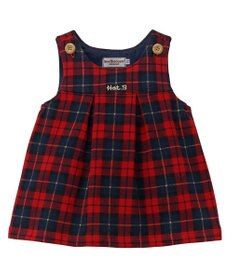 MIKI HOUSE HOT BISCUITS 【70-100cm】 チェック柄 裏毛パイル ジャンパースカート