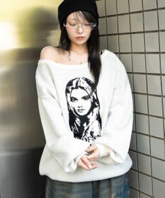 WEGO 【2025年秋冬新作】2WAYグラフィックワンショルBIGニット