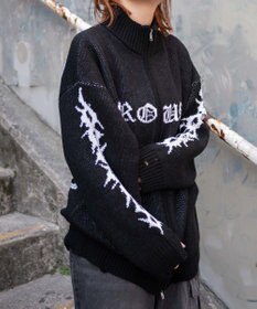 WEGO クロスダメージニットBIGブルゾン