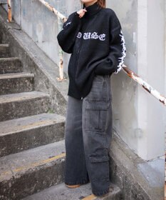 WEGO クロスダメージニットBIGブルゾン