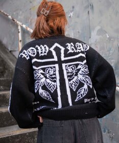 WEGO クロスダメージニットBIGブルゾン