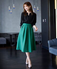 Tiaclasse L 【新色追加・洗える】バンドカラー2WAYタックブラウス