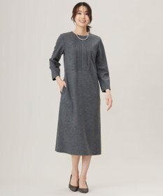 J.PRESS LADIES L 【セットアップ対応】ウールスムース タックディテール ワンピース