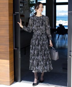 Tiaclasse 【新色追加・洗える】花柄フリルドレープワンピース