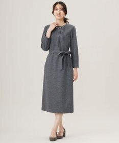 J.PRESS LADIES L 【セットアップ対応】ウールスムース タックディテール ワンピース