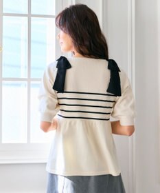 Feroux 肩リボン ペプラムニット