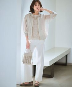 23区 シャイニーシアーニット ジップアップ パーカー