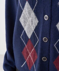 earth music&ecology 【予約】襟付きアーガイルニットカーディガン