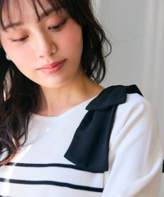 Feroux 肩リボン ペプラムニット