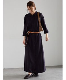 Te chichi ベルト付きレーヨンリネンシャツワンピース