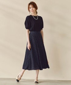 23区 ヴィスコースストレッチ パフスリーブ 半袖 ニット