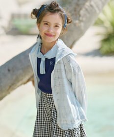 組曲 KIDS 【150-160㎝】【UVケア】オパールチェック パーカー