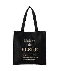 Maison de FLEUR リボンレースブランドロゴ刺繍スクエアトート