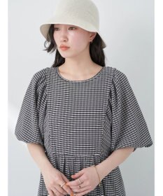 earth music&ecology ボリュームスリーブＣｈｅｃｋワンピース