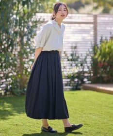 ANY L 【新色追加】スキッパーネック袖タックブラウス