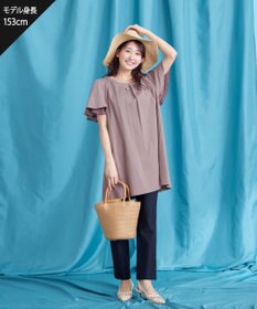 Tiaclasse 【UVケア・接触冷感】“あまラク” シフォンフレアスリーブカットソーチュニック