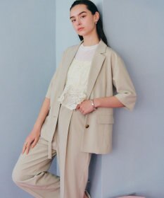 YECCA VECCA クルーネック5分袖シアートップス