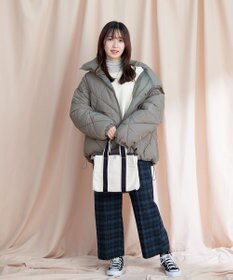 Tiaclasse 【安田美沙子さん着用・洗える】起毛チェック柄ワイドパンツ