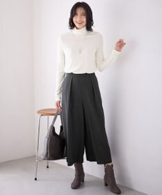 ANY 【洗濯機可/ウエストゴム】ライトツイードワイドパンツ