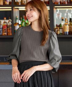 Tiaclasse 【洗える】袖ドッキングリブニットトップス