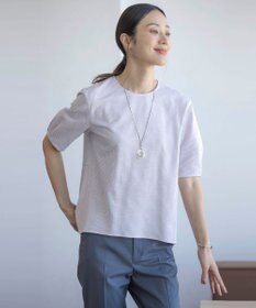 J.PRESS LADIES 【WEB限定カラーあり・抗菌消臭・吸水速乾】サッカージャージー 5分袖 ペプラム カットソー