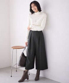 ANY 【洗濯機可/ウエストゴム】ライトツイードワイドパンツ