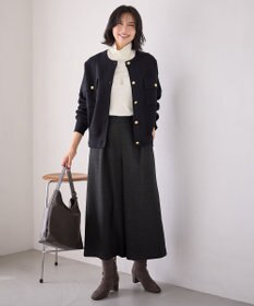 ANY 【洗濯機可/ウエストゴム】ライトツイードワイドパンツ